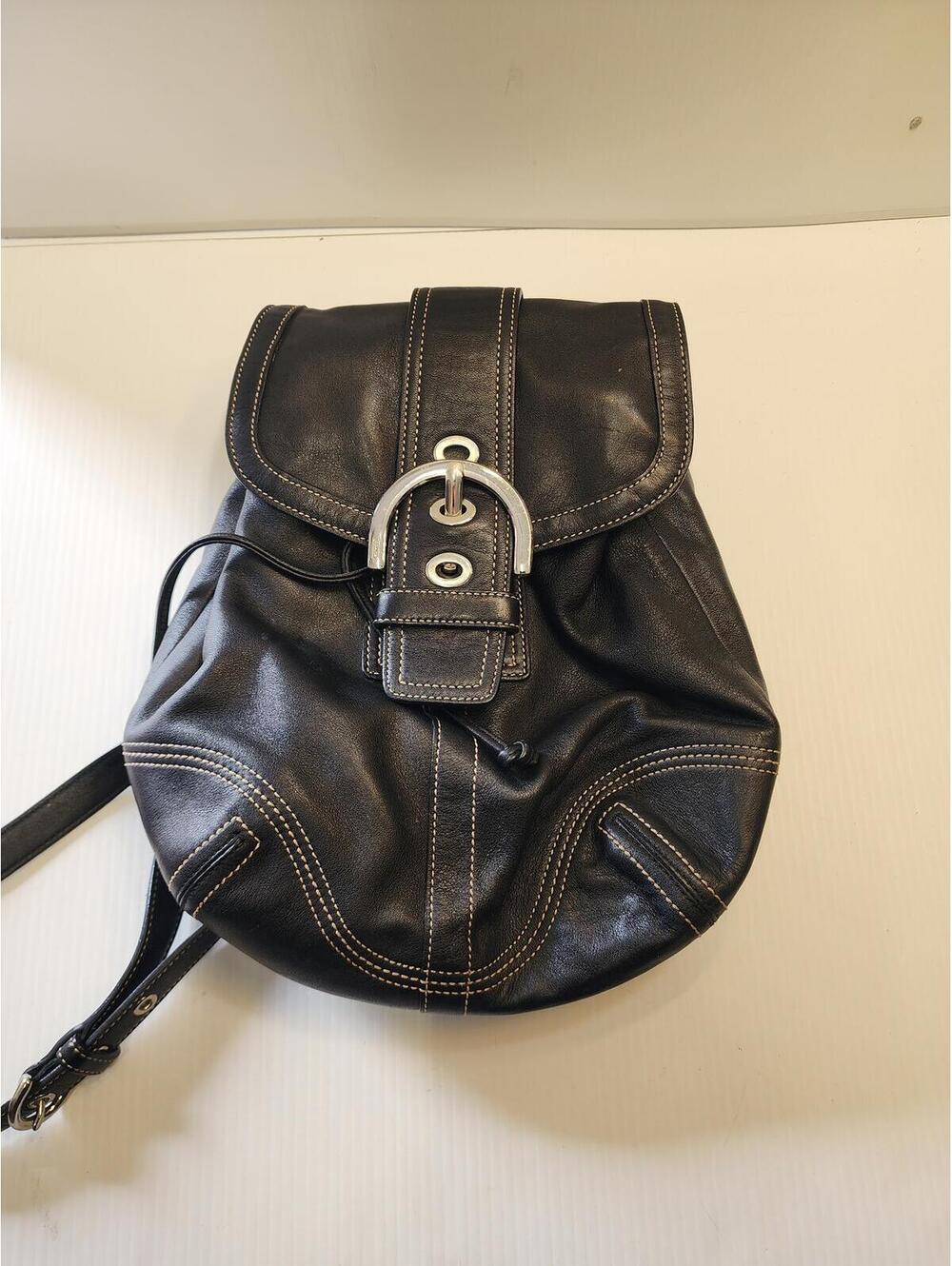 Vintage Y2k Coach Soho Black Leather Buckle Backpack